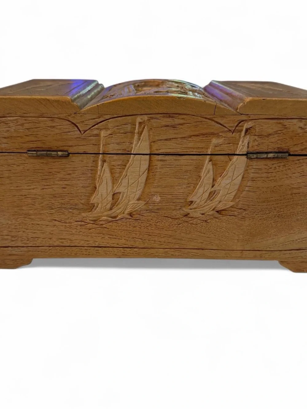 Carved Wooden Decorative Jewelry Box - Brown
